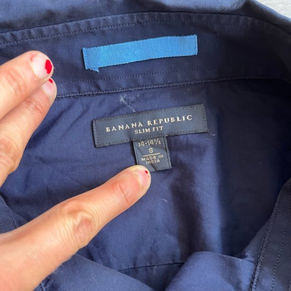 Banana Republic Navy "Slim Fit" Button Down Dress Shirt - Picture 3 of 9